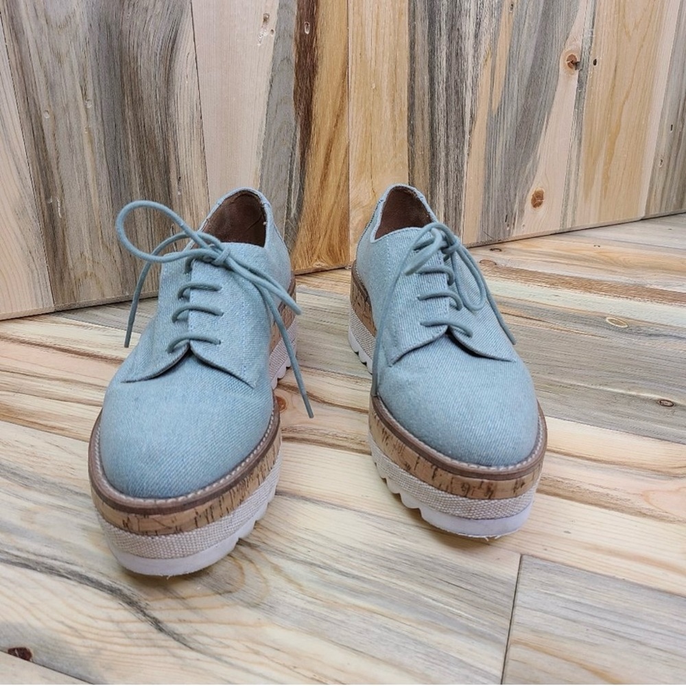 Light Blue Denim Platform Oxfords - Picture 5 of 6